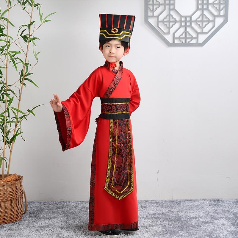 三国演义儿童古装汉服大臣官服战国国学服古代服装演出服舞台表演 - 图1