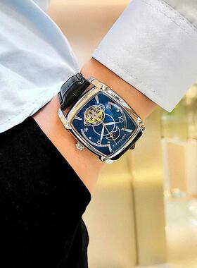 Tonneau Moon Phase Automatic Watch for Men Luxury Brand Tour