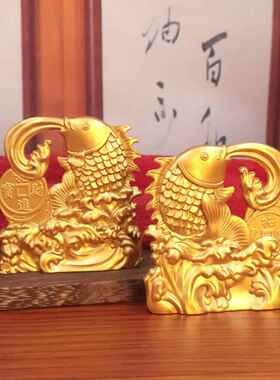 沙金锦鲤摆件鲤鱼跃龙门招财进宝年年有鱼办公室装饰工艺品摆件