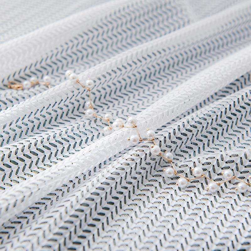 轻奢简约现代鱼骨纱白色梦幻纱帘客厅卧室飘窗阳台网格成品窗帘,淘宝优惠券,粉丝福利购,淘宝优惠卷