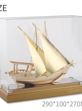 金属木帆船模型一帆风顺纪念礼品商务家居礼品金属帆船桌面摆件