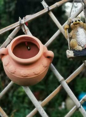 陶土壁挂花盆多肉垂吊矮牵牛篱笆墙阳台陶瓷挂壁陶盆园林欧式