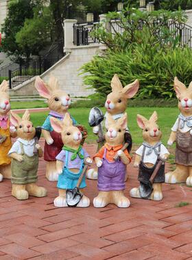 户外花园庭院可爱卡通兔子雕塑别墅露台幼儿园区草坪景观小品摆件
