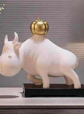 牛柿摆件装饰品家居好物办公室桌面旺事业运乔迁礼物开业酒柜工艺