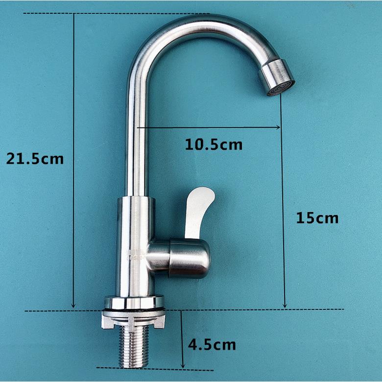 304不锈钢厨房单冷水龙头旋转洗菜盆单冷龙头水槽快开龙头-图2