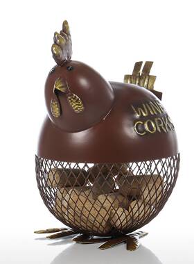 直销新款跨境工艺品肥鸡瓶塞存钱罐铁艺工艺品创意家居摆件金属装