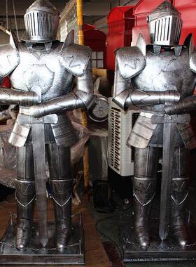复古铁盔甲人摆件 吧武士BVV艺铠士甲骑模型 酒家居装饰品 勇士模