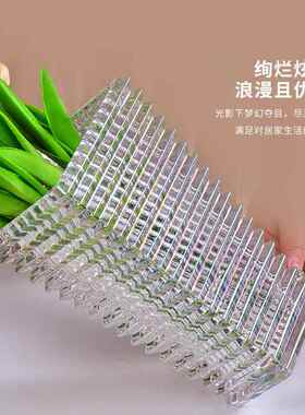 20220604花厂家供应水晶透明玻意璃方瓶欧式创水培口干鲜花插花瓶