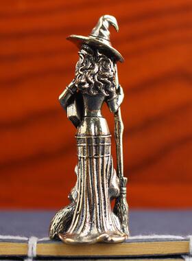 欧式创意魔法女巫装饰工艺品黄铜女巫巫师摆件家居客厅黄铜摆件