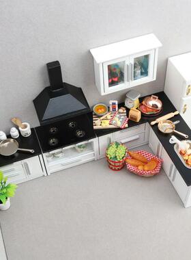 :房娃娃dollhouA913-7迷se木屋质迷你家具你厨房场景白色厨件套
