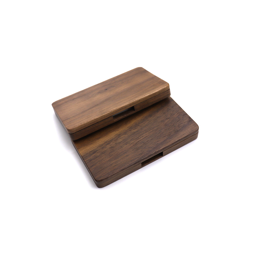 便携式整木质名片盒男女商务礼品名片夹实木信用卡片盒长方磁扣盒 - 图0