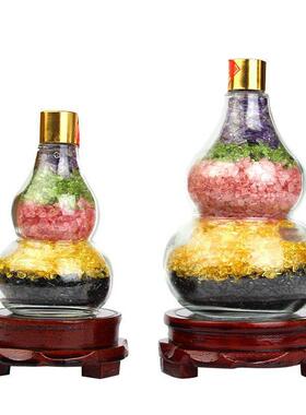 水晶碎石五行葫芦摆件水晶散石办公室客厅家居饰品