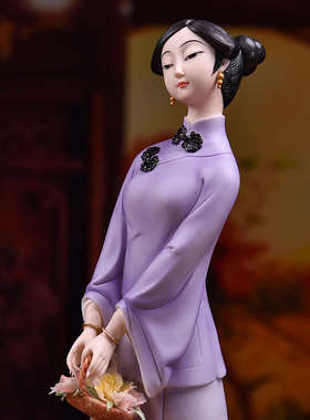 东方泥土 中国风美女摆件 陶瓷雕塑艺术品客厅酒柜装饰品 俏江南