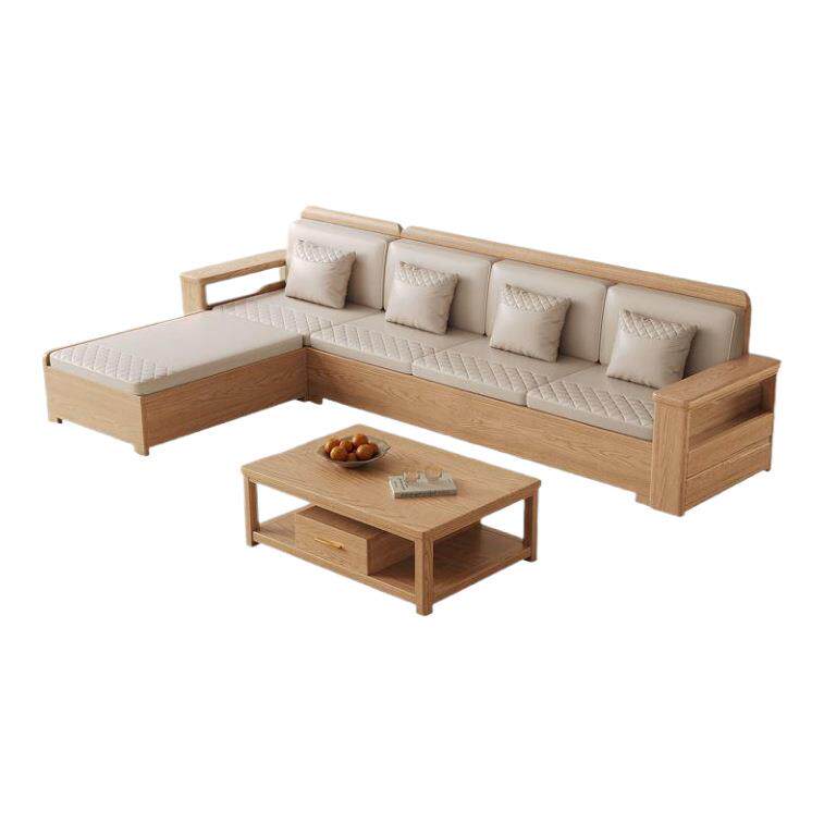 Nordic ash solid wood sofa storage fabric sofa modern simple small apartment living room solid wood furniture