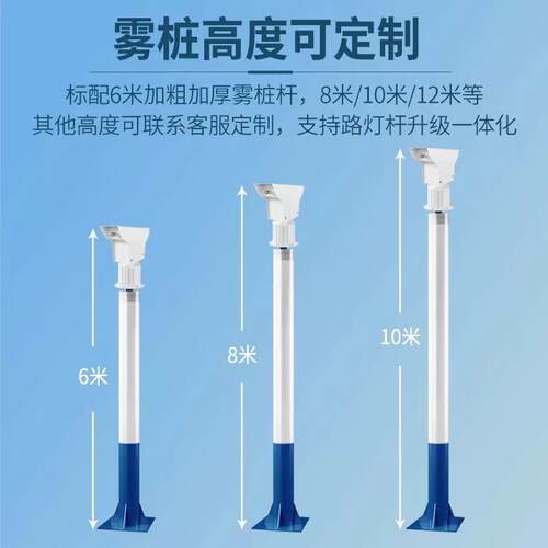 智能高压雾桩降尘系统矿场工地厂房搅拌站360°旋转喷雾高杆喷淋 - 图2