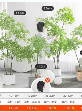 彷真绿色植物南天竹高端轻奢假花树彷生植物室内大型装饰客厅落地