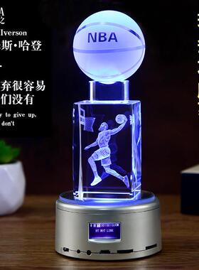 水晶篮球旋转发光音乐盒八音盒diy男生生日礼物送男朋友同学实用