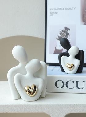 客厅电视柜摆件轻奢高档2025新款简约现代陶瓷工艺迷你情侣人物家