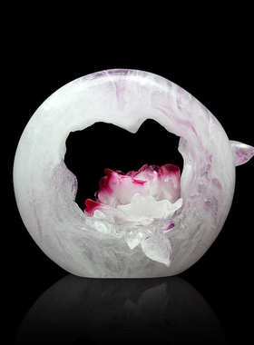 锋明琉璃牡丹花摆件古法琉璃艺术品家居客厅装饰乔迁礼品高档