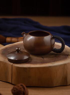大红袍西施壶铜壶烧水壶手工倒把煮茶泡小茶壶套组紫铜茶道摆件