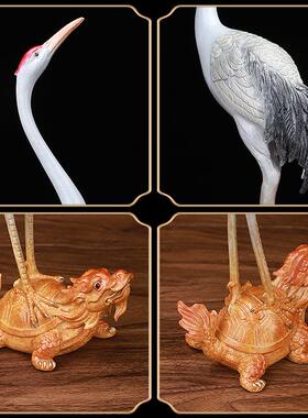 黄铜仙鹤黄铜鹤铜龟鹤桌面摆件仙鹤踏长寿龙龟双鹤龟祝寿铜器礼品