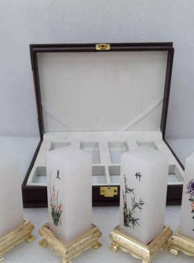 厂家直销  阿富汗玉石印章 印章批发梅兰竹菊套装