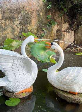 庭外花园树脂动户物模型仿真天鹅摆件别墅院假山鱼池水天鹅喷1923