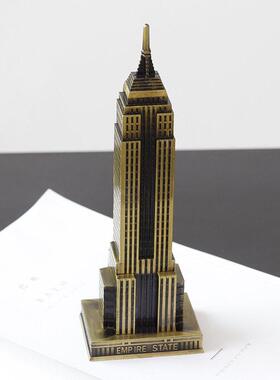 纽约帝国大厦金属模型工艺品摆件 创意商务礼品办公桌面装饰摆设