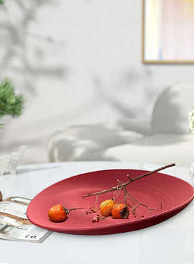 侘寂风几何果盘磨砂色度假风样板房家居茶几桌面磨砂新中式摆件