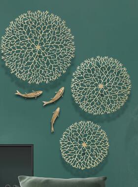 中式别墅厅走沙发背景墙玄关入户廊装饰新壁挂墙QLX饰鲤餐鱼墙面