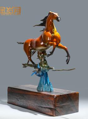 《马踏飞燕》铜金岁月黄铜马摆件工艺品铜器客厅玄关装饰开业礼品