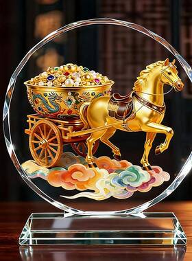 马上有钱水晶摆件装饰品客厅玄关电视柜乔迁开业招财礼物桌面摆台