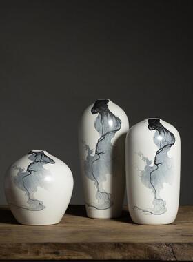 瓷景德镇陶花瓶三件套客厅新代yutong20中式仿花插花艺术真创意简