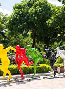 动剪影人人园林小区运楼盘景观摆璃件TB628708户外玻钢骑自行车跑