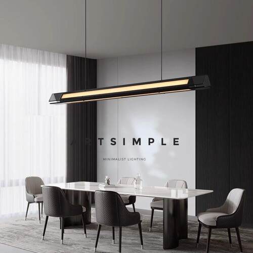 意式轻奢饭厅吊灯高级感玻璃餐桌吊灯现代极简设计师一字长条吊灯 - 图1