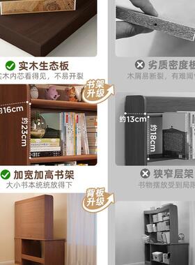 实木书桌学生家用学习写字台卧室书架一体桌子书柜靠墙成人电脑L^