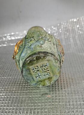 青铜鎏金浮龙凤祥花瓶摆家居青铜鎏金装饰件家居装雕饰古玩呈收