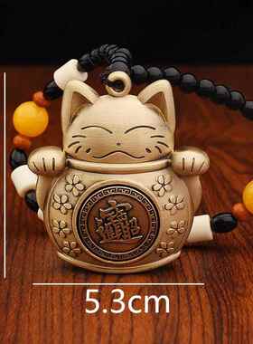 新财黄铜实心招猫N-123福袋迷你手把玩件款桌招财摆件面手把玩挂