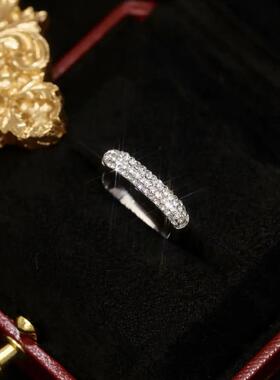 抖音同款微镶锆石简约方形戒指轻奢百搭小众个性简约气质指环潮人