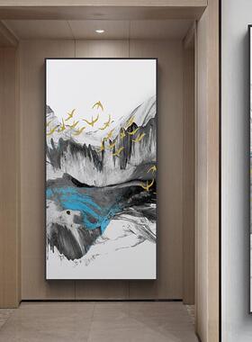 逢QZ202104象山昼轻奢新中式装玄关玄幻饰画竖版过画道挂抽大气水