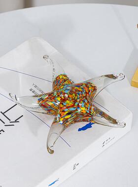 纯手工吹制彩色玻璃海星工艺品海洋摆件样板间客厅餐桌玄关装饰