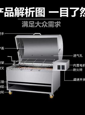 烤全羊炉子商用全自动不锈钢无烟木炭燃气烤羊腿炉烤羊排
