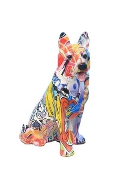 水转印涂鸦炫彩腊肠犬狼狗家居生日礼物摆设客厅书房工艺品摆设品