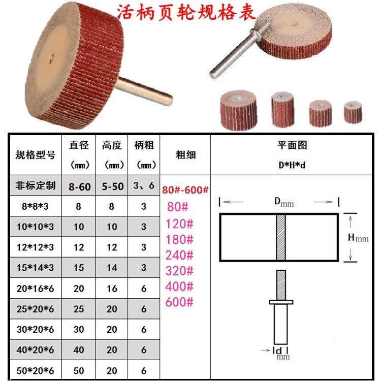 活柄叶轮磨头活轴百叶轮内圆砂布砂纸砂圈抛光轮打磨头8mm-50mm,淘宝优惠券,粉丝福利购,淘宝优惠卷