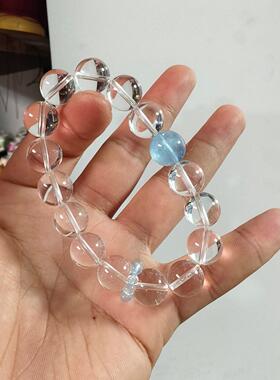 天然净体白水晶手链搭配海蓝宝单圈手链厂家直供