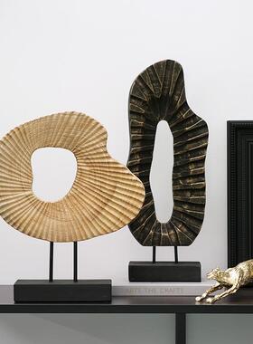 中古侘寂艺术实木雕塑样板间售楼处民宿酒店玄关书柜装饰品摆件