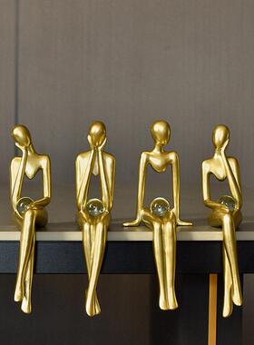 北欧轻奢坐姿抽象人物艺术摆件家居玄关客厅样板房创意树脂工艺品