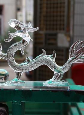 高档龙件白水晶龙商务礼品开公业办工摆艺品12十二生肖公送领导办