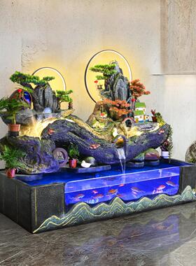 大型假山喷泉循环流水生财摆件生态鱼缸玄关景观办公室装饰品造景