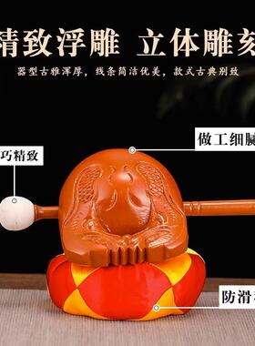 香樟木木鱼法器实木家用佛堂打击乐器佛前老式大号木鱼木雕摆件